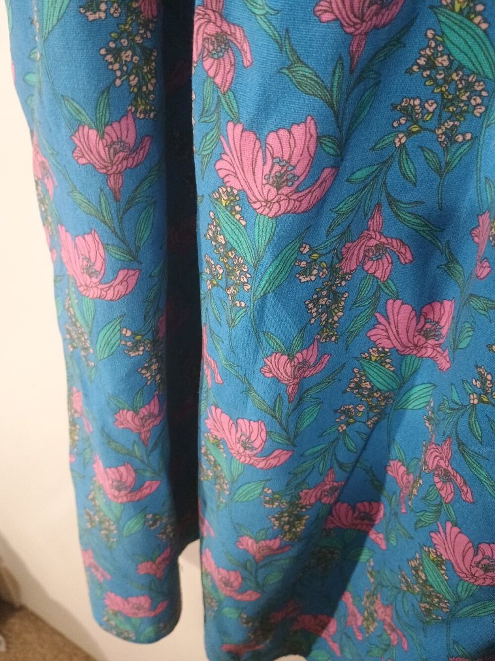 Perch by Blu Pepper Blue Pink Floral Babydoll Dress 2X Ruffle Sleeve Square Neck - Picture 5 of 6